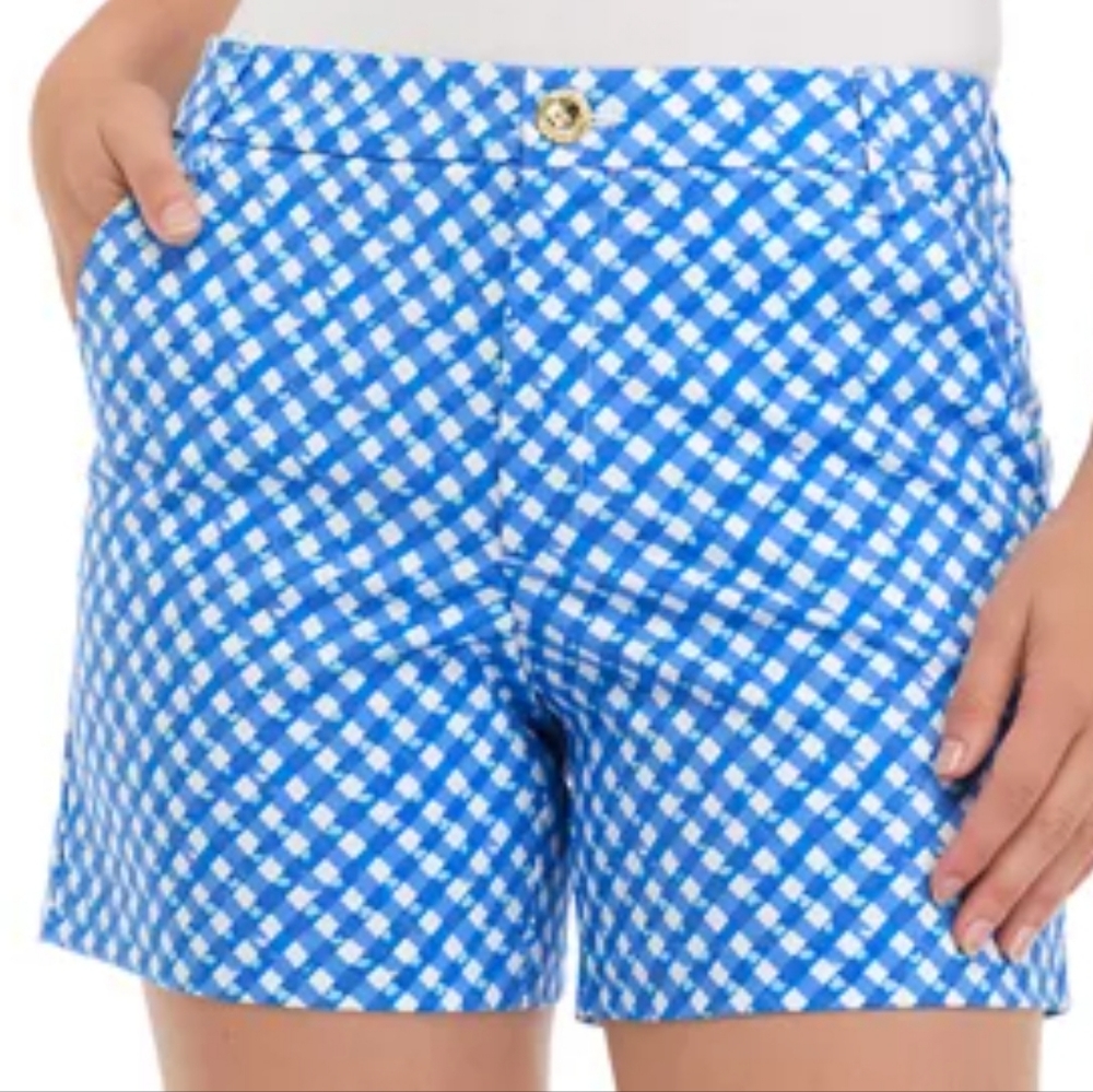 Lilly pulitzer GRETCHEN 5" high rise shorts NWT sz 0 checkered blue white🌹🌹🌹